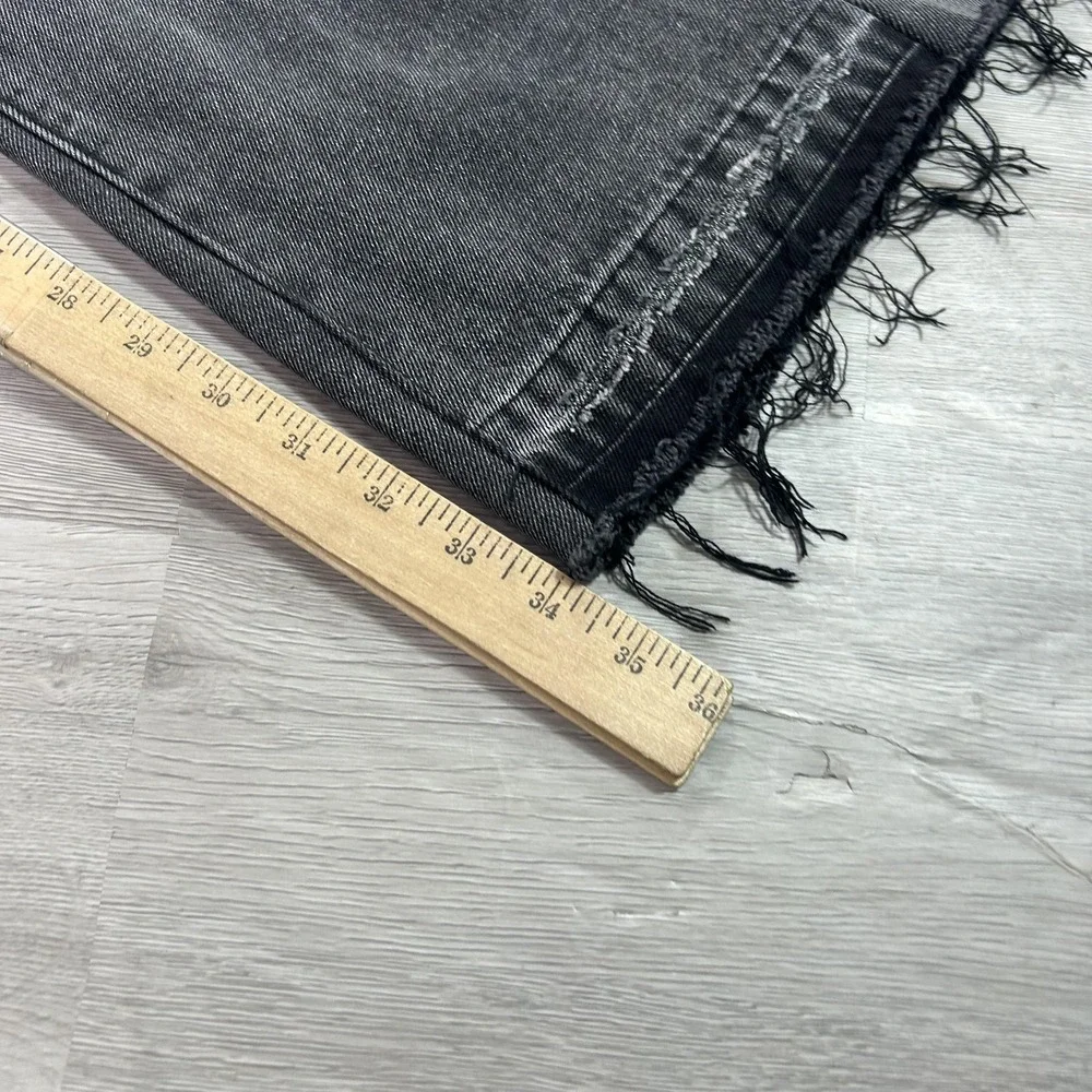 Mnml Jeans Mens 42x34 Gray Relaxed Straight Fringe Hem Denim Dark Wash Pants